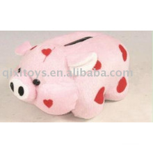 plush and stuffed heart piggy money saving box,animal coin bank